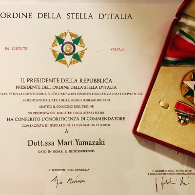 2016年度イタリア星勲章コメンダトーレ受章