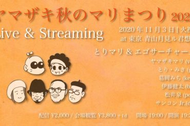 11月3日（火）【ヤマザキ秋のマリ祭り2020–Live & Streaming】開催します！